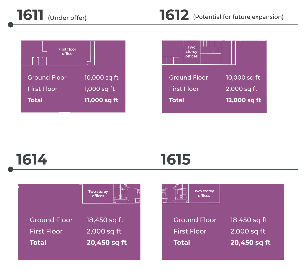 1611, 1612, 1614 & 1615 floorplans